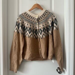 H&M Brown and Cream Sweater
